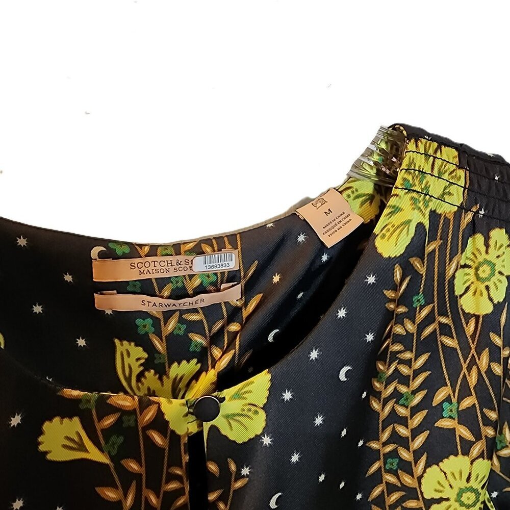 Floral Black and Yellow Women's Dress - Picture 5 of 11